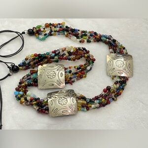 Vintage Silver and glass beaded belt from Morocco
